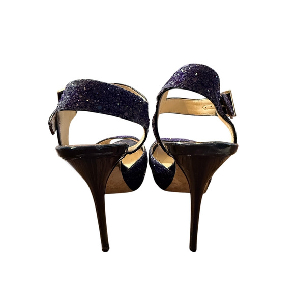 Jimmy Choo 6.5 Coarse Glitter Platform Sandals Stiletto Linda Heels Purple 36.5 - Picture 10 of 10